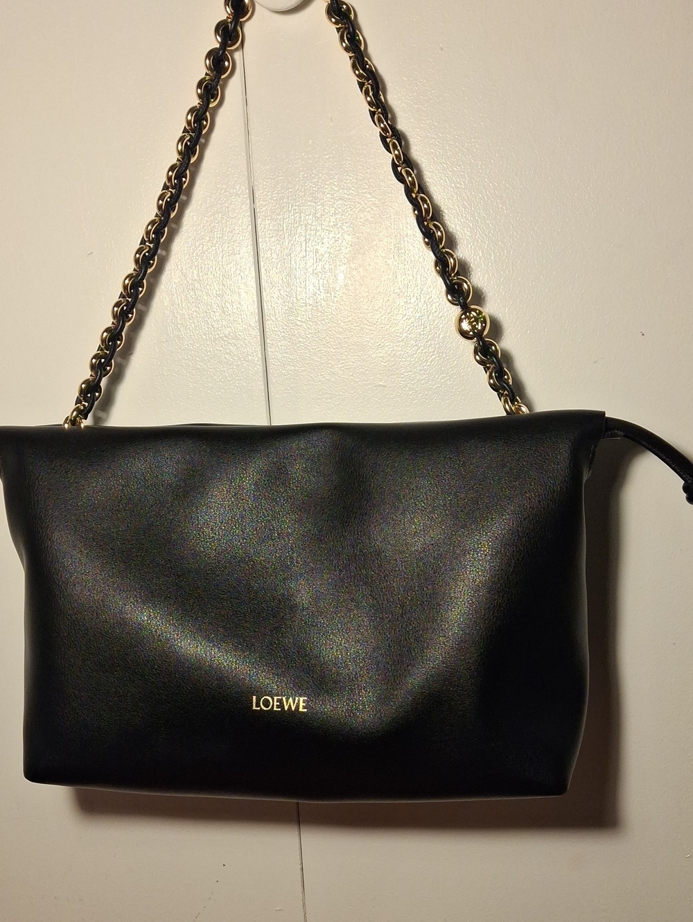 Loewe Flamenco Black Leather Two Strap Purse